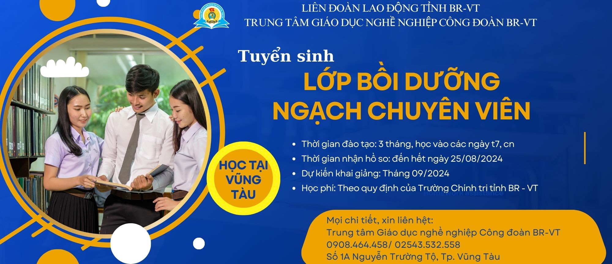 THÔNG BÁO TUYỂN SINH LỚP BỒI DƯỠNG NGẠCH CHUYÊN VIÊN